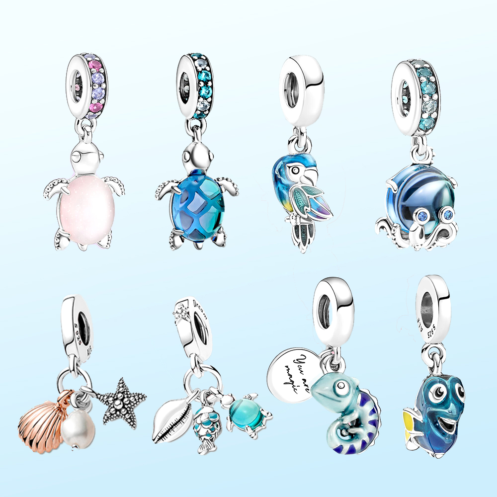Real 925 Sterling Sliver Pandora chameleon amulet, compatible with the original Pandora bracelet, necklace, made of female jewelry, holiday gift