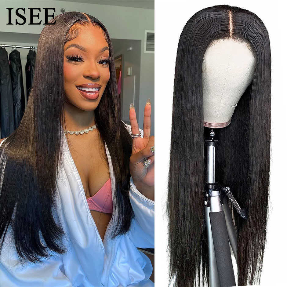 

ISEE YOUNG Lace Frontal Wigs Human Hair Straight HD Pre-Cut Lace Wear And Go Wigs For Women Brazilian Real Glueless Wigs On Sale, Normal 13x4 lace wig