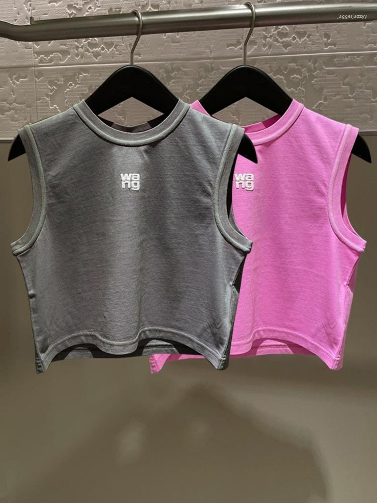 

Women' Tanks 2023 Spring Slim Tank Top Short Wang Lettering Sleeveless T-shirt Women Autumn Fashion, Black