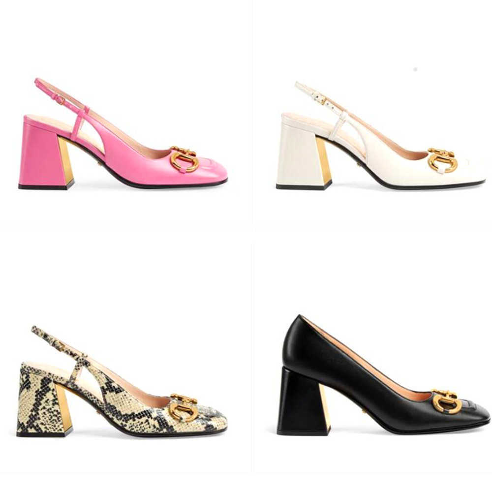 

Women Mid-heel Pump 75MM Slingback Designer Dress Shoes Square Toe Genuine Leather High Heels Party Wedding Women With Metal Chain Sandals NO273, Color 6