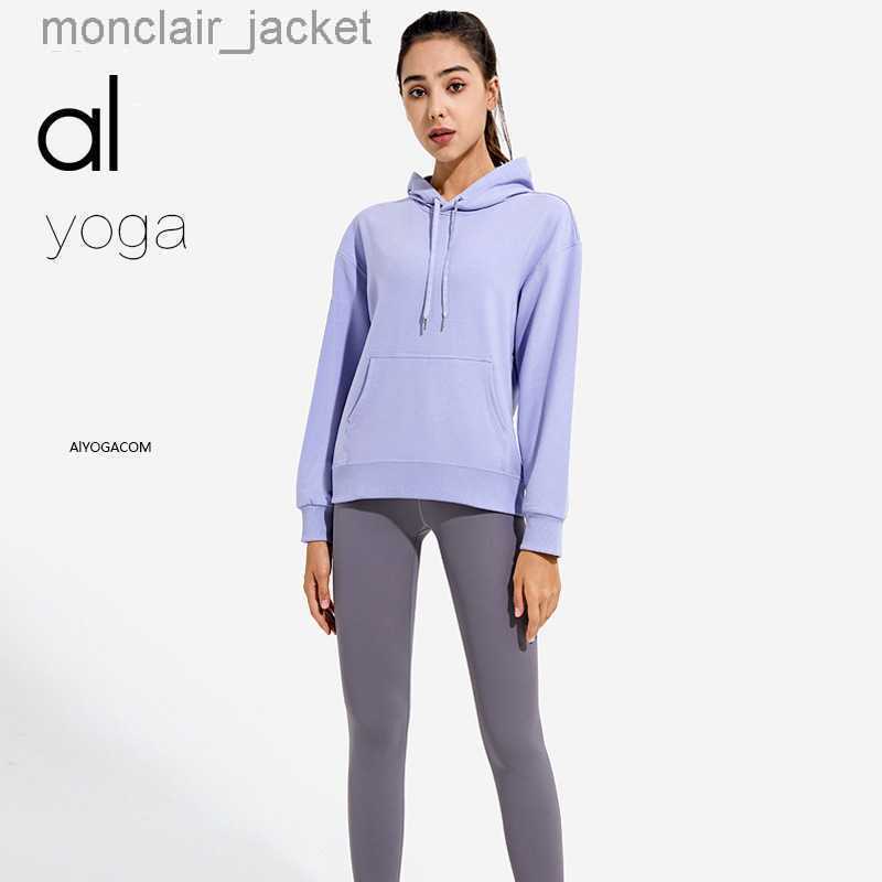 

Designer Alos Yoga Sports Jacket Women' Autumn and Winter Training Yoga Suit Long-sleeved Fitness Suit Top Hooded Sweater Lululemens Women, Purple taro