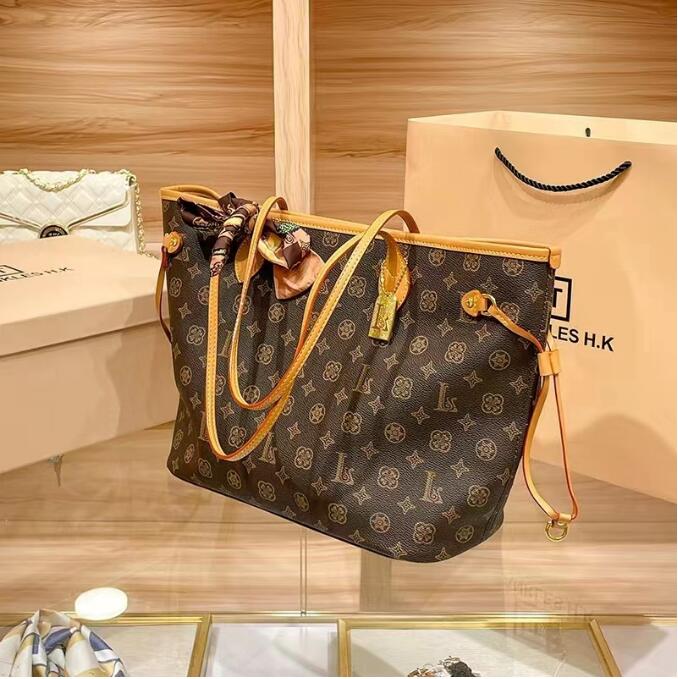 

shopping bag 2pcs set ouiseitys viutonitys Women PU leather handbag handbag ladies designer handbag high quality vuttons lady clutch purse shoulder bag M40156 new, Yellow old flowers