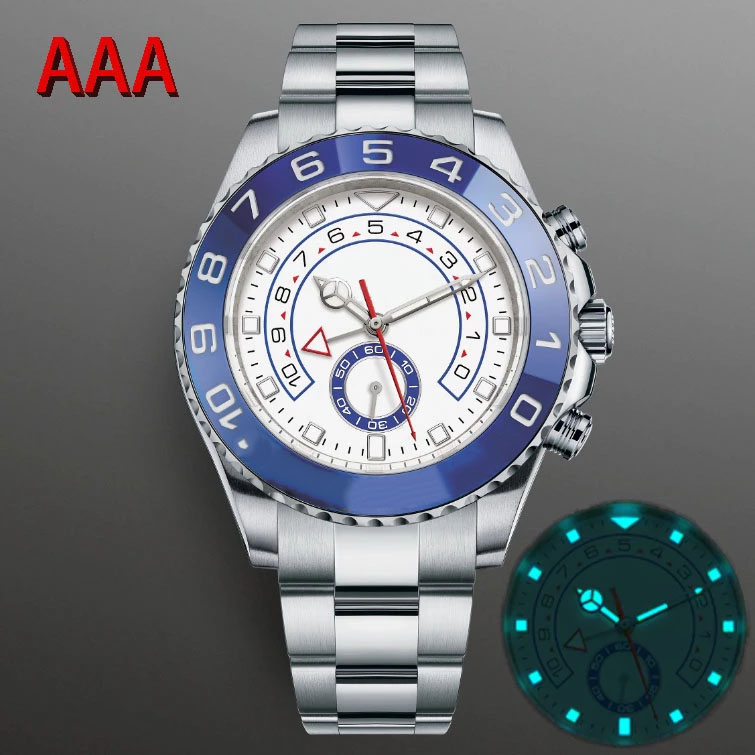 

AAA 44mm Men's Luxury Blue Ceramic Yacht Wristwatch Master Automatic Mechanical Movement Sapphire Male Clock Watches-RLX, 001