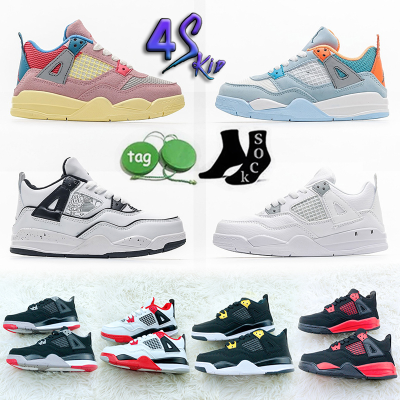 

Infant Toddlers 4 Retro Kids Basketball Shoes Jumpman Top Quality Chicago 4s J4 Boy Girl Sneaker Light Green Lights Grey Khaki Baby Trainers Children