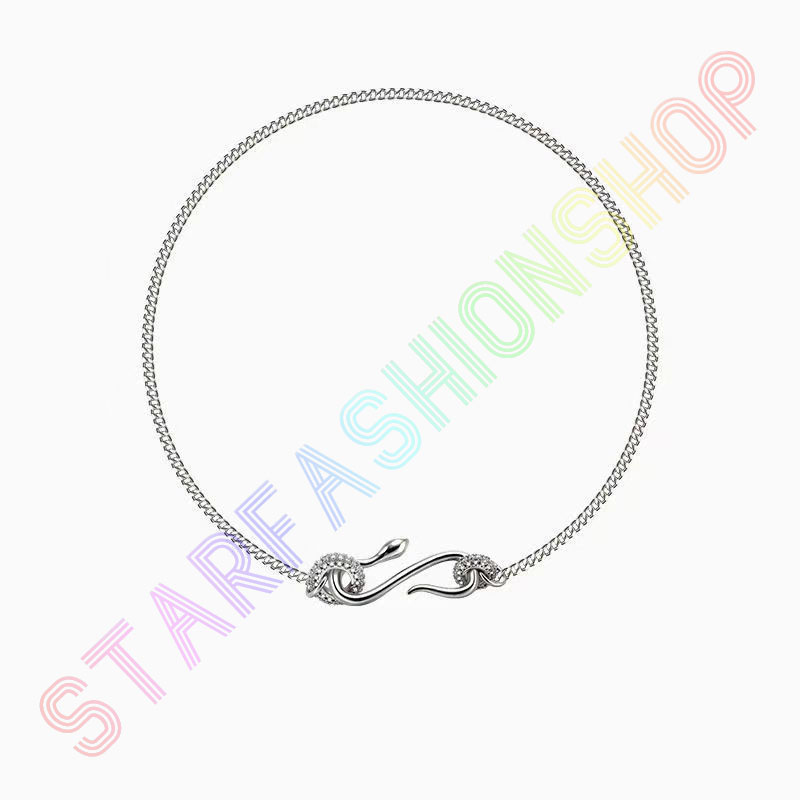 

Pendant Necklaces Individualized Small Crowd Trend Cool Full Diamond Ring Snake Necklace Neutral Simple Collar Neck Chain Fashion Trend