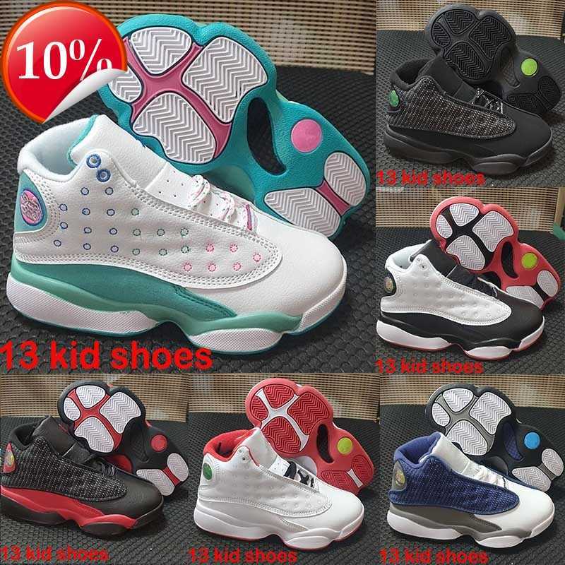 

top 2023 Infants Jumpman 13 Basketball Shoes White Lucky Green Starfish CNY Children Outdoor Sports Shoes Size 28-35