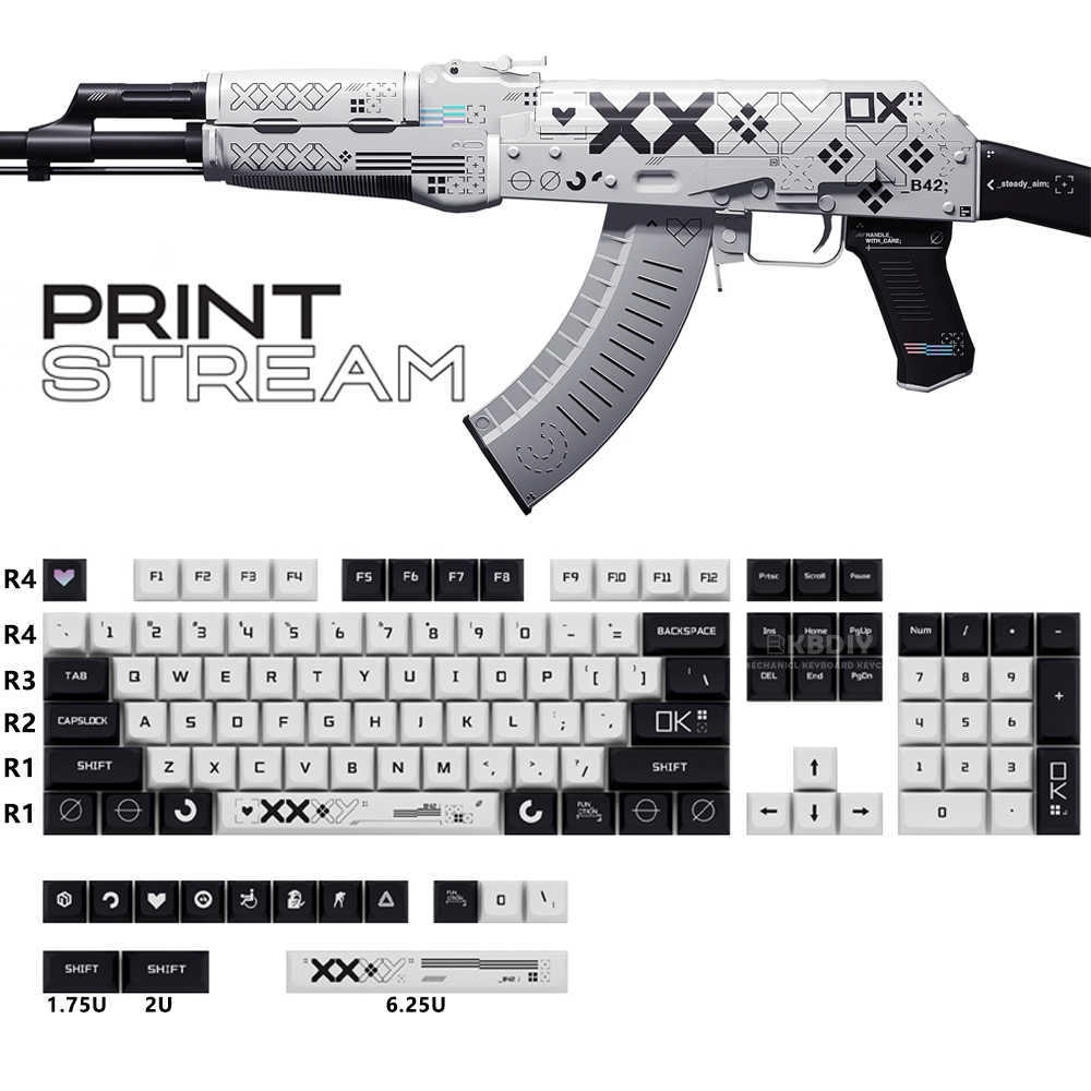 Keyboards KBDiy 118 Keys/Set Print Stream PBT Keycaps XDA Profile MX Switch DYE-SUB cs go Keycap for DIY Mechanical Gaming Keyboard Custom T23021-image-842092240