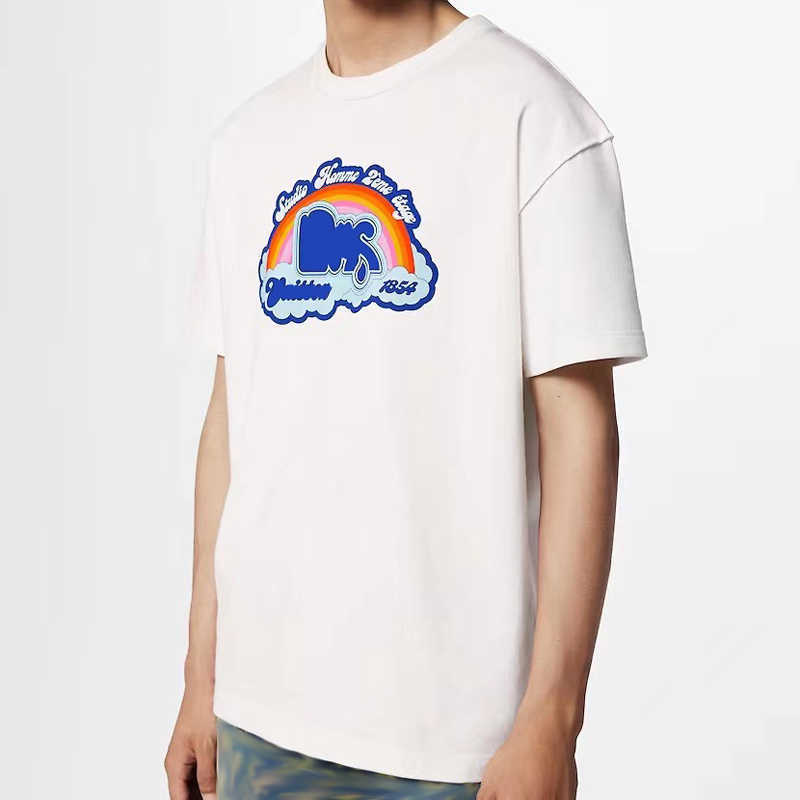 

1854 Rainbow Letter Printed Tee White M0n0gram Short Sleeve Fashion Man Women T-shirt Summer Casual Oversize FZTX1687