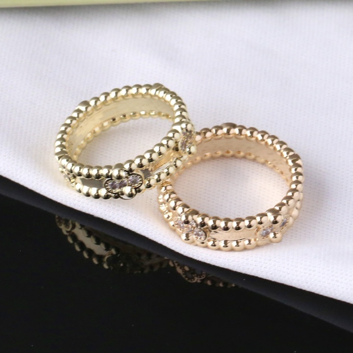 

18k gold diamond With Side Stones ring for women ring clover gold silver band rings jewelry linkB