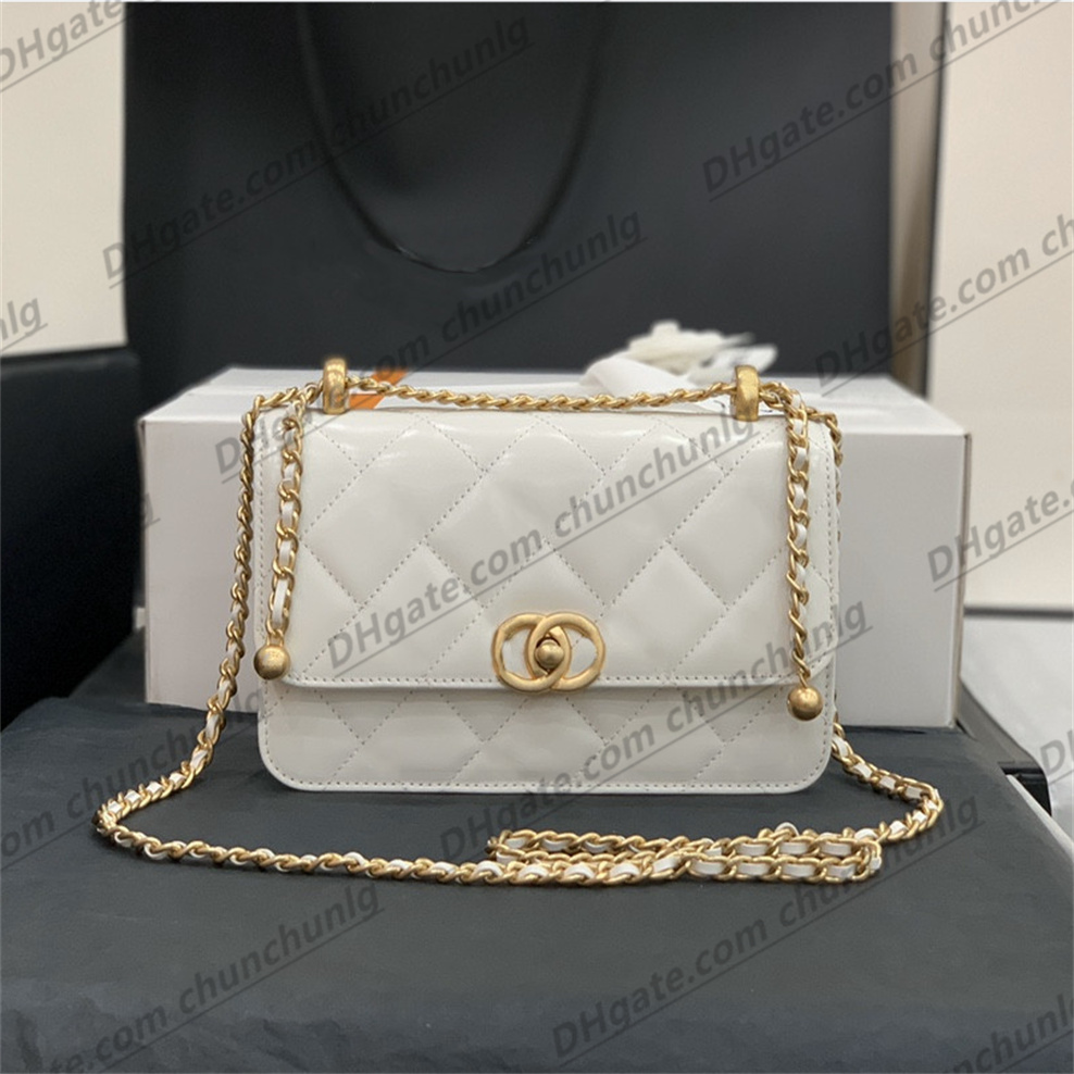 

Top brand bag shoulder strap handbag plaid wallet double-letter solid button cotton sheepskin plain pattern women's luxury shoulder bag, 6- silver