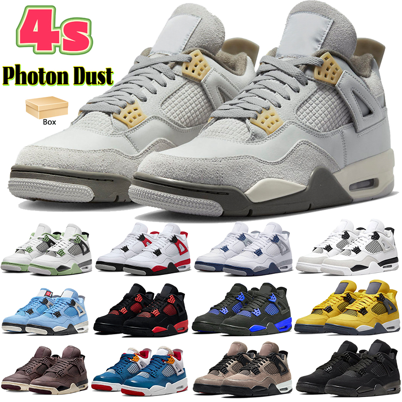 

With Box jumpman 4 4s basketball shoes retro Photon Dust seafoam midnight navy Military Black cat red cement thunder university blue white oreo men women sneakers, 09 tour yellow