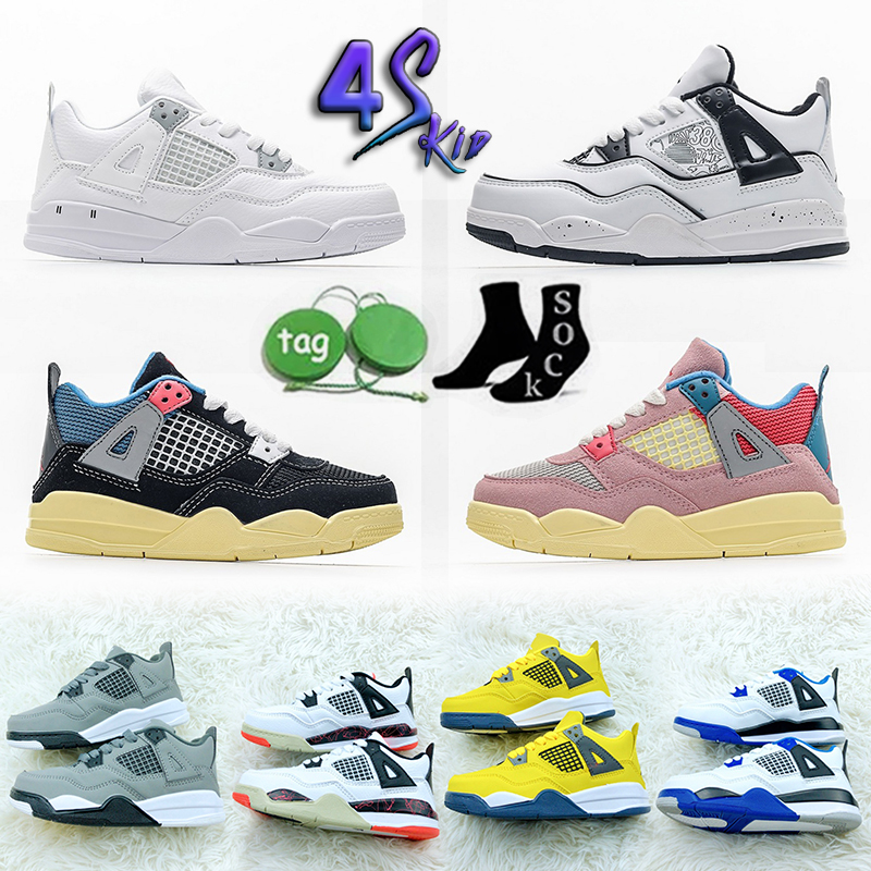 

Wholesale Infant kids Basketball Shoes Cool Grey Royalty 4S Sneakers Motorsports Alternate Big Boys and Gilrs Trainers For Preschool