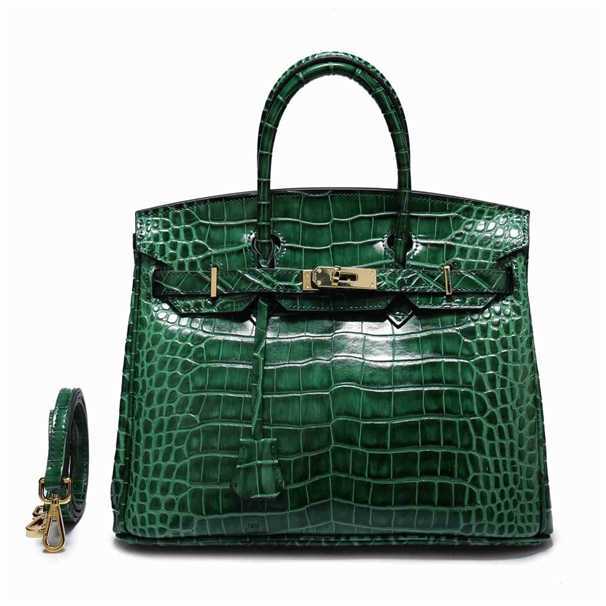 

Designer Birkin Herme Handbags New style fashion one shoulder straddle womens crocodile pattern leather hand, 25 # green 255