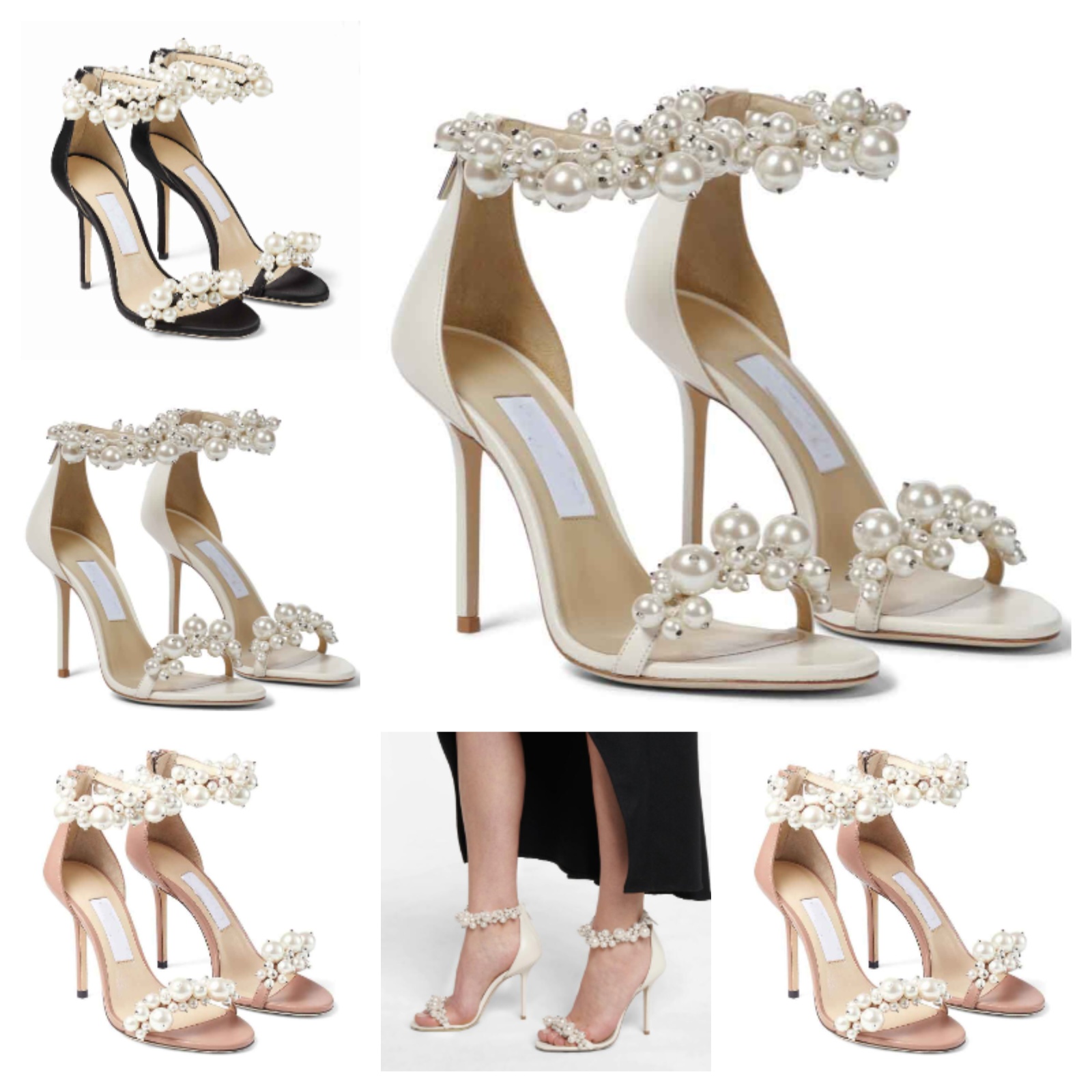 

2023 Elegant Bridal Wedding Dress Sandals Shoes Maisel Lady Pearls Ankle Strap Luxury Brands Summer High Heels Women's Walking Shoe With Box,EU35-43