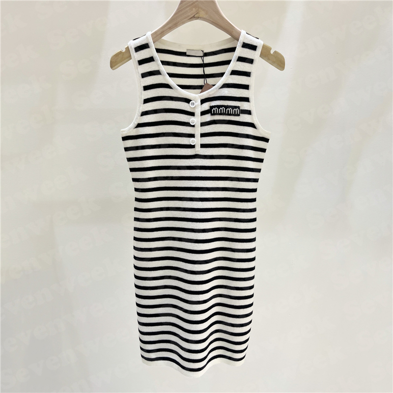 

Striped Knit Dresses Vest Skirts For Women Fashion Casual Knitting Hoodie Design Letter Ladies Tanks Tops Clothing, Skirt