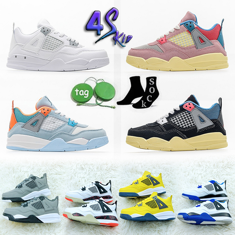 

Kids designer casual shoes University Blue Guava Ice Jumpman 4 4S IV DIY Off-Noir Basketball Shoes Outdoor Sports Sneaker 4 OG Motorsports Fire Red
