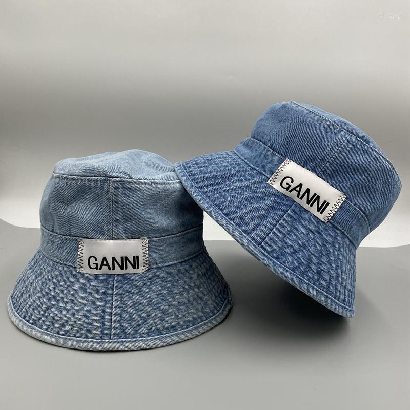 Chapeaux à bord large ganni printemps et automne lavage cow-boy pêcheur de cowboy pour hommes a réglable le bassin de protection du soleil pour f