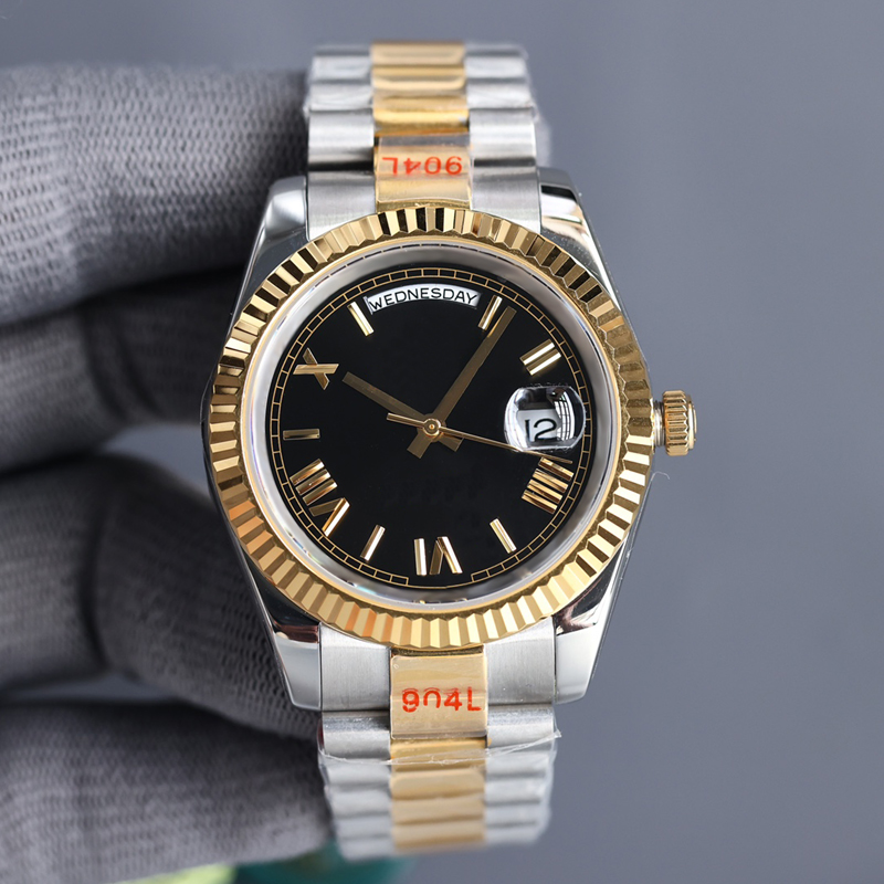 

men watches luxury watch Silver case roman numerals 40mm DAY DATE automatic sweeping mens watch Stainless steel bracelet luminous Wristwatches, Onlyl make watch waterproof