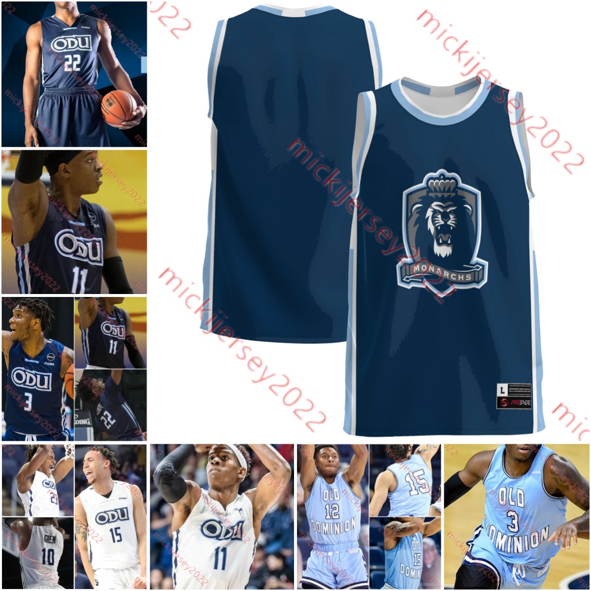 

College Basketball Wears Custom stitched Old Dominion Monarchs Jersey Bryce Baker Faizon Fields Imo Essien Mens Youth college Old Dominion Basketball Jerseys, Navy limited
