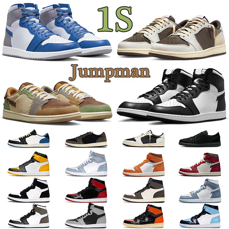 

1 mens athletic shoes Jumpman 1s basketball sneaker Black Phantom Reverse Mocha Voodoo High 85 Black White Bred Patent True Blue men women, #3 ts low black phantom