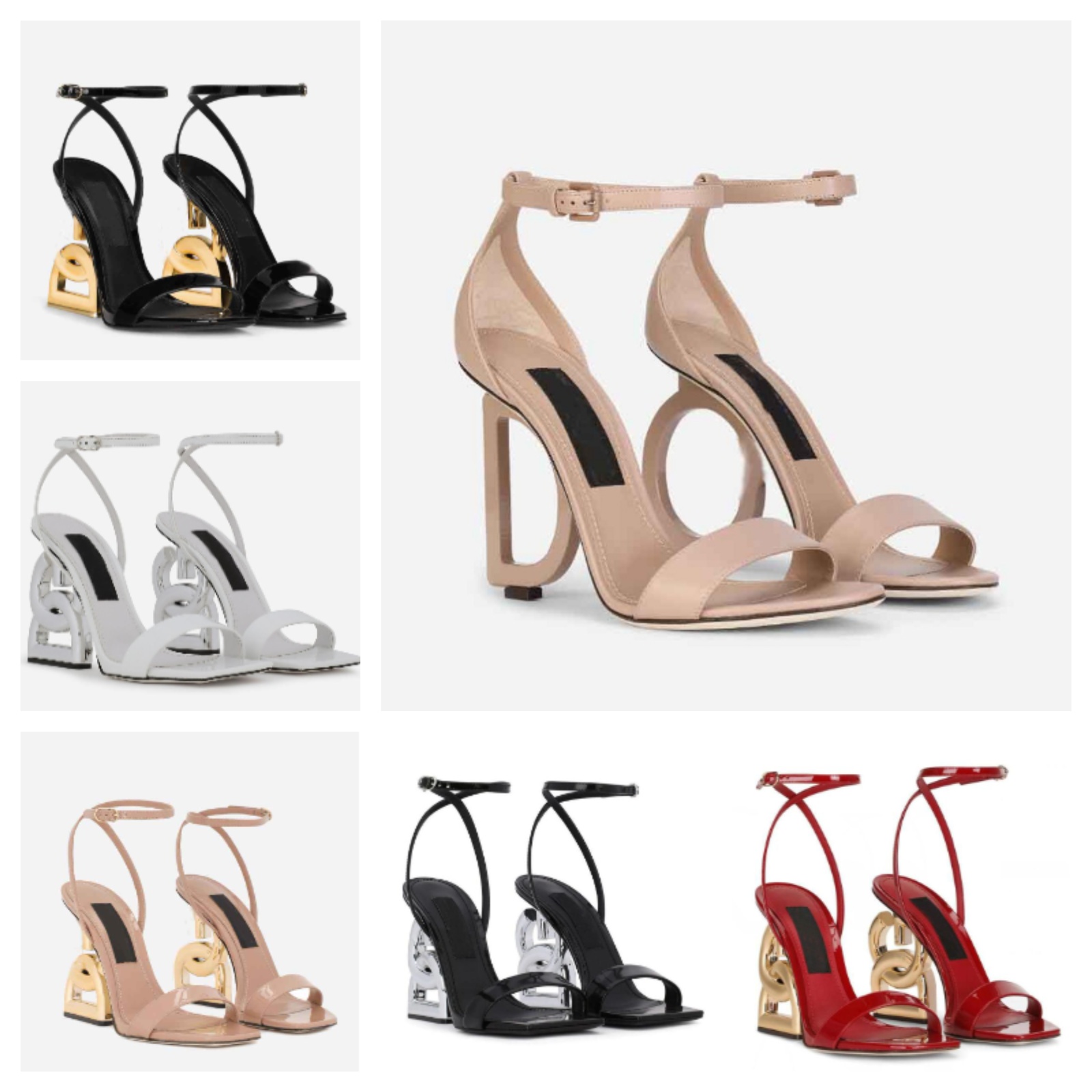 

2023 Fashion Summer Luxury Brands Patent Leather Sandals Shoes Women Pop Heel Gold-plated Carbon Nude Black Red Pumps Gladiator Sandalias Shoe With Box EU35-43, 10
