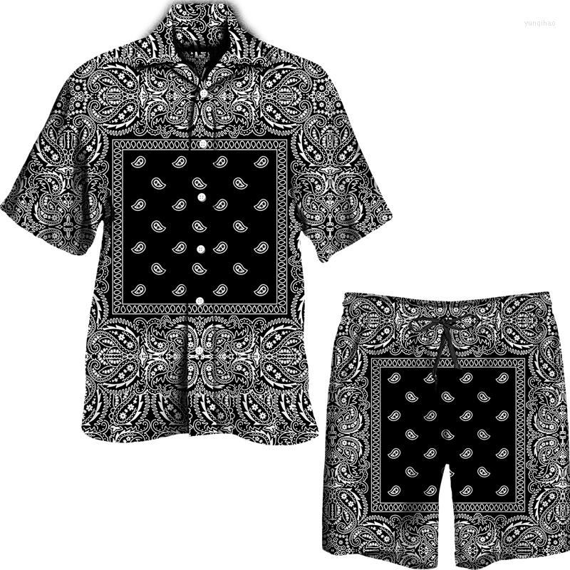 

Men' Tracksuits Summer Men' Hawaiian Sets Cashew Floral 3D Printed Lapel Button Shirt/Beach Shorts/Suit Hip Hop Streewear Casual, Shirt-2