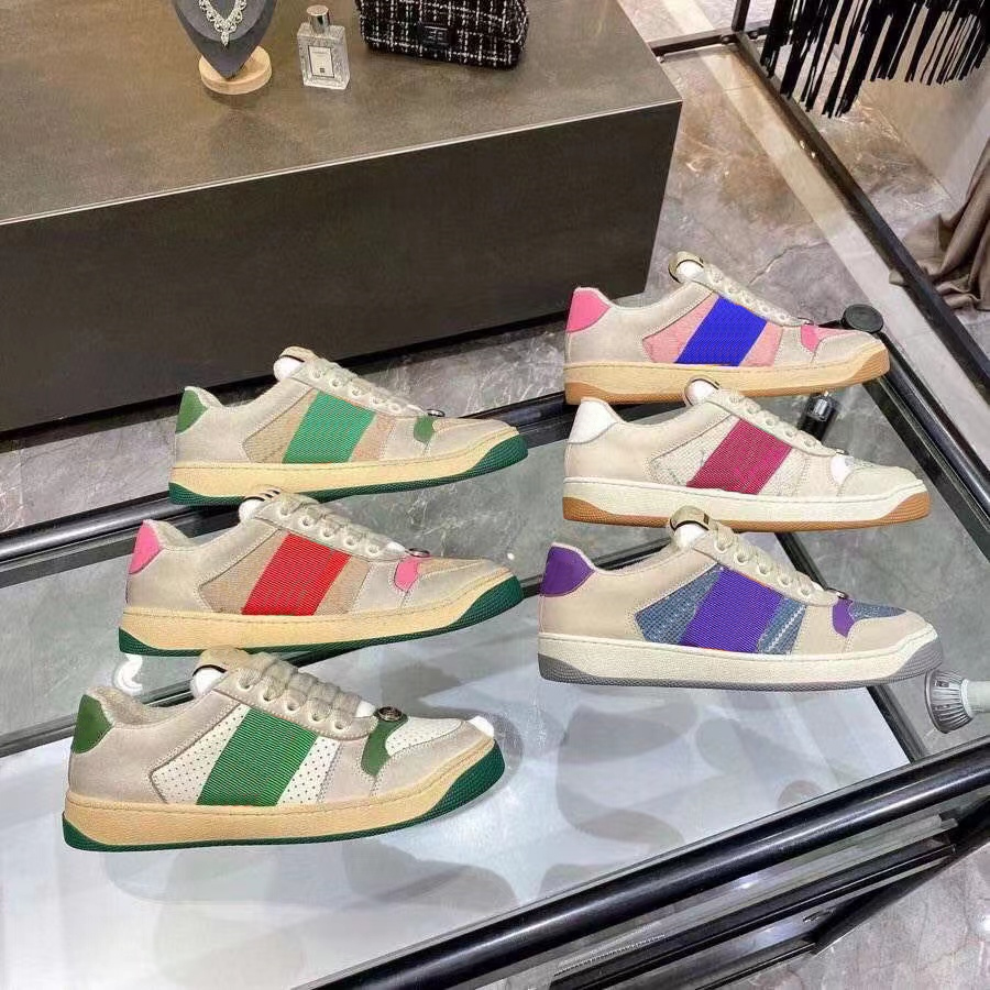 

Canvas Dirty Designer Casual Shoes Screener Sneakers Woman Luxury Classic Rubber Leather Distressed Shoe flat Low Top Men Womens Sneaker 35-45