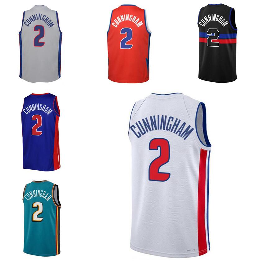 

Cade Cunningham #2 Basketball jersey white black white red 2022-23 season green city jerseys, With logo