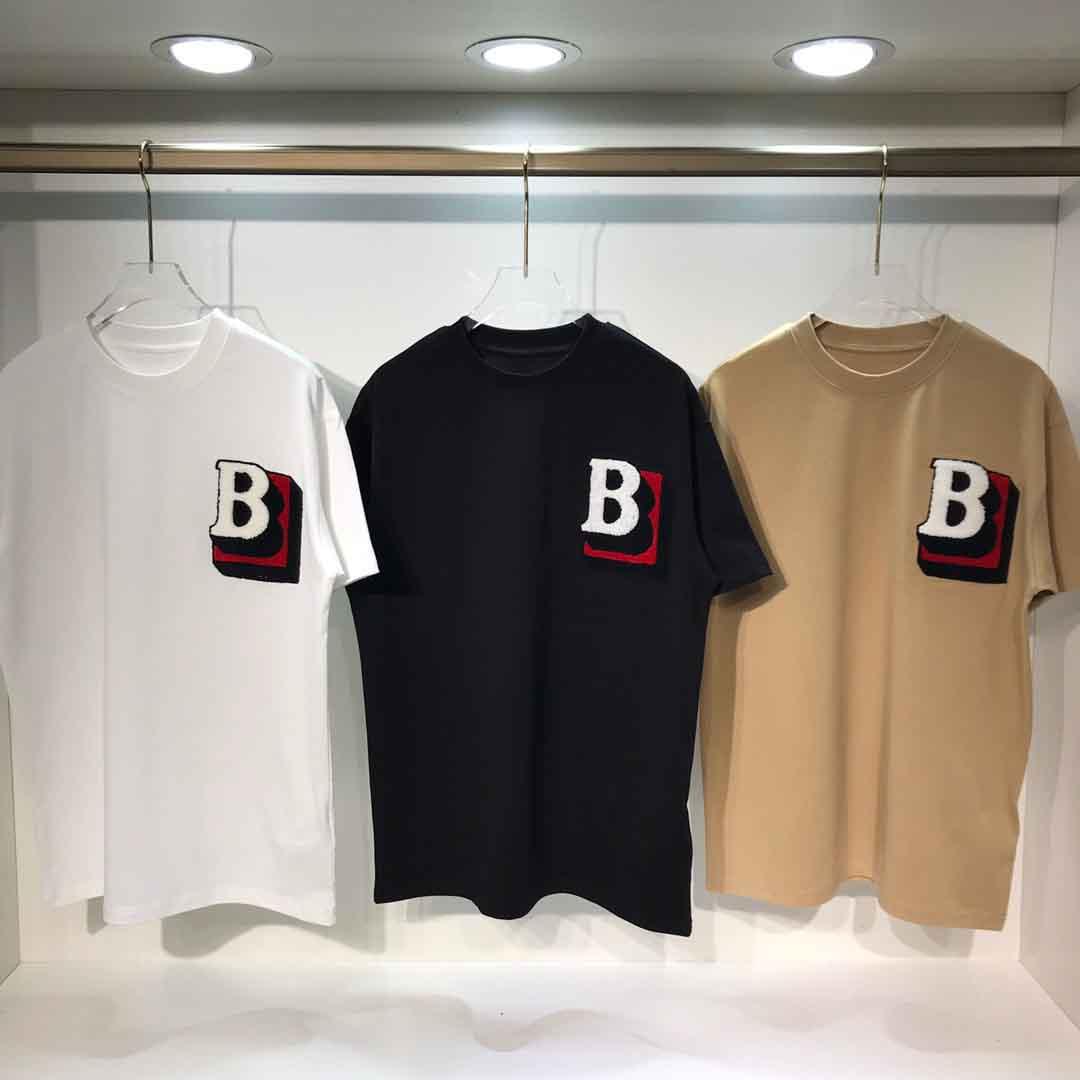 

2021ss spring and summer tshirt new high grade cotton printing short sleeve round neck panel bur T-Shirt Size: m-l-xl-xxl-xxxl Color: black white vw1xa, Whites