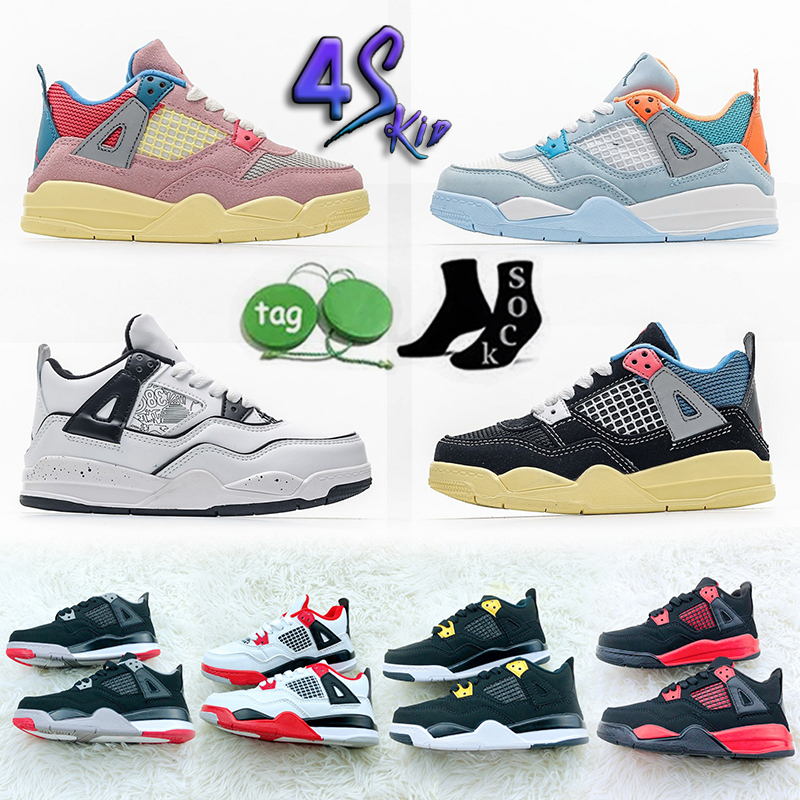 

Kids designer shoes Jumpman 4 4s Basketball Shoes Retro Toddler jordam yeezys Sport boys girls Casual Trainers Runner Shoe Fire Red Thunder PS University Blue