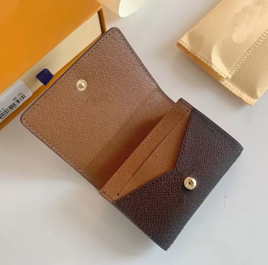 

Designer Card Holder Men Women Coin Business Credit Ticket Key Fashion Luxury Organizer Wallet M63801 with box, Brown flower