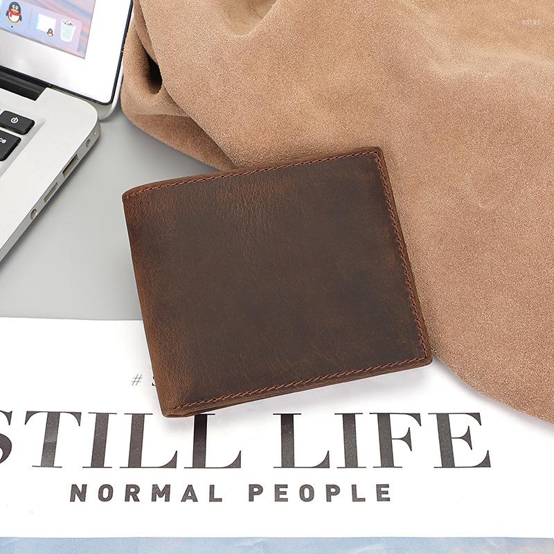 

Wallets Men Wallet Genuine Leather Card Holder Slim Walllet For Short, Black