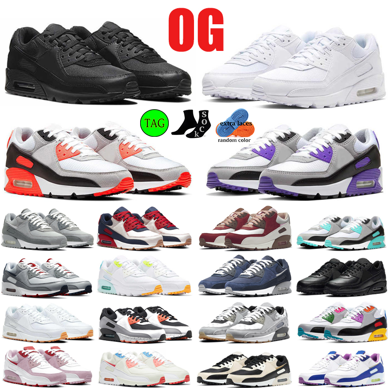 

Designer running shoes 90 90s mens womens trainers sports sneakers Leather Recraft Triple Black White Rose Pink runners size 36-45, #37 laser blue 40-46