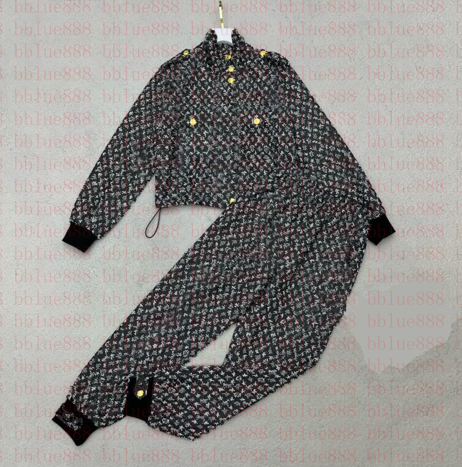 

Women's Two Piece Pants jacket stand collar j acket trousers suit/metal lettering zipper lower corner drawcord straight tie design 215, Customize
