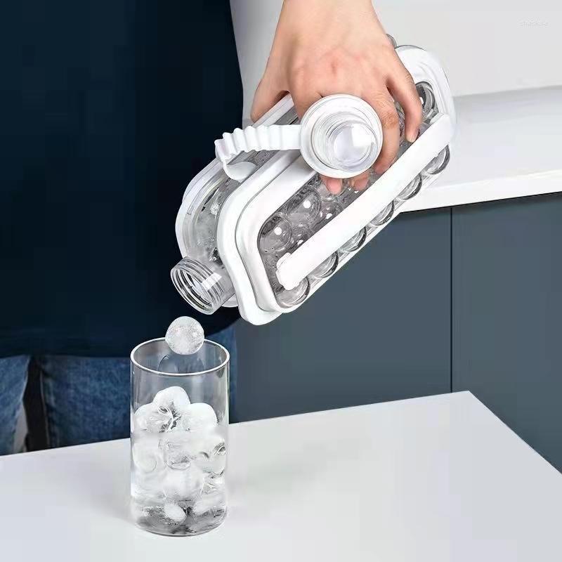 Baking Moulds 2 In 1 Portable Silicone Ice Ball Maker Kettle Creative Cube Mold Kitchen Bar Gadgets Hockey Lattice Making Tool