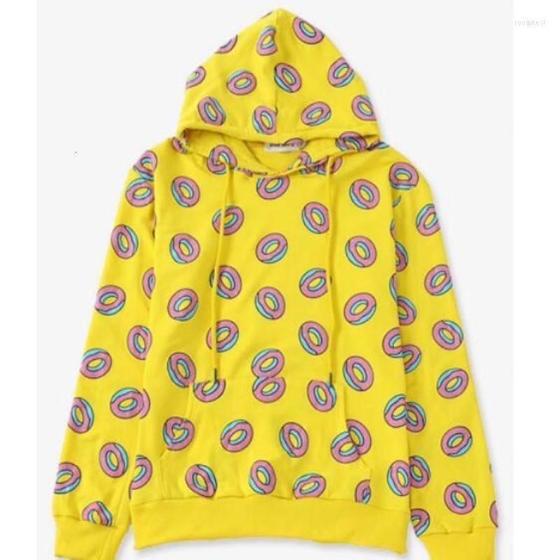 

Men' Hoodies Arrival Yellow Color Print Floral Embellished Cute Donut Man Long Sleeved Hoodie Sweatshirts Harajuku Clothing Male, Asand ampic