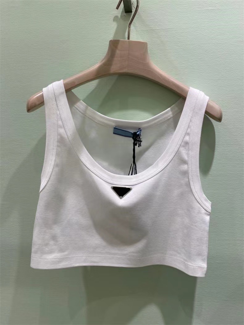 

Womens Tanks Camis Strap vest tricolor womens French 2023 spring and summer new sports style sleeveless T-shirt short top, White