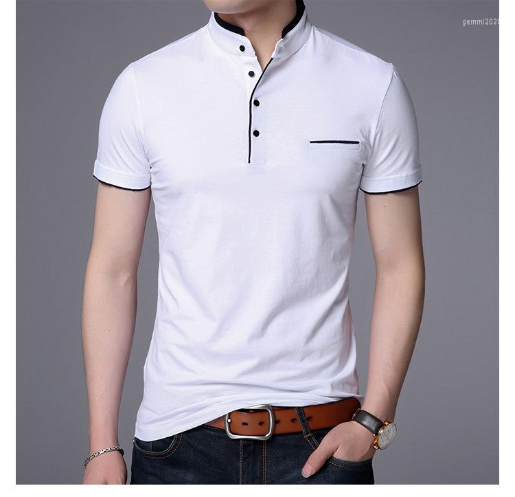 

Men's T Shirts High Quality Men Short Sleeve Solid T-Shirt Mens Fashion Stand Collar Casual Cotton Tops Plus Size -4X, Black