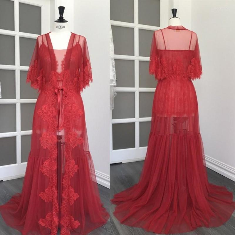 

Bridesmaid Dress Red Lace Womens Sleepwear Nightgown Wedding Prom Party Bathrobes Pyjams Robes Luxury Bride Bath Women Pajama