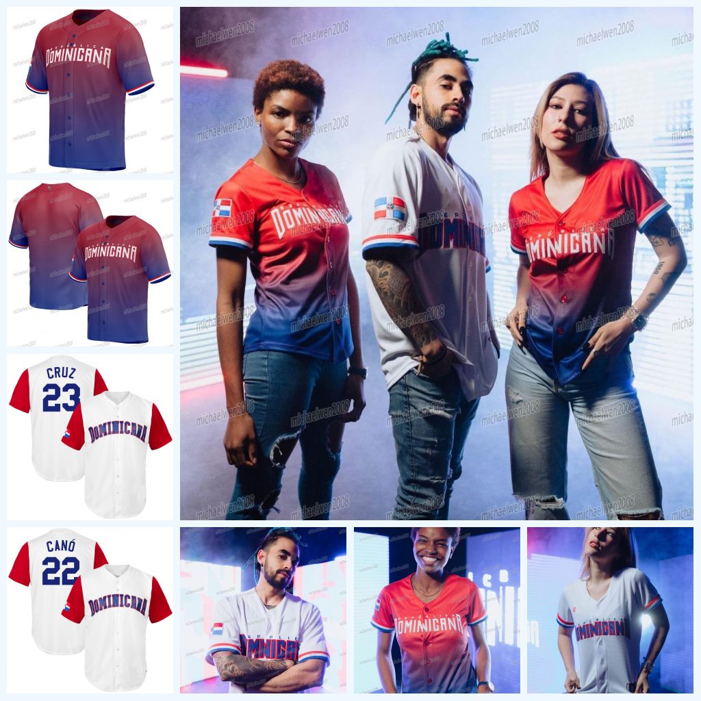 

Team Dominican Republic 2023 World Baseball Classic Jersey WBC Juan Soto Julio Rodriguez Jeremy Pena Ketel Marte Manny Machado Vladimir Guerrero Jr. Rafael Devers, 2023 red