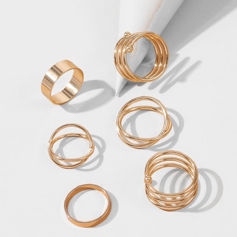 

Cluster Rings European And American Style Fashion Retro Ring Joint Set 6-piece Simple Geometric For WomenCluster