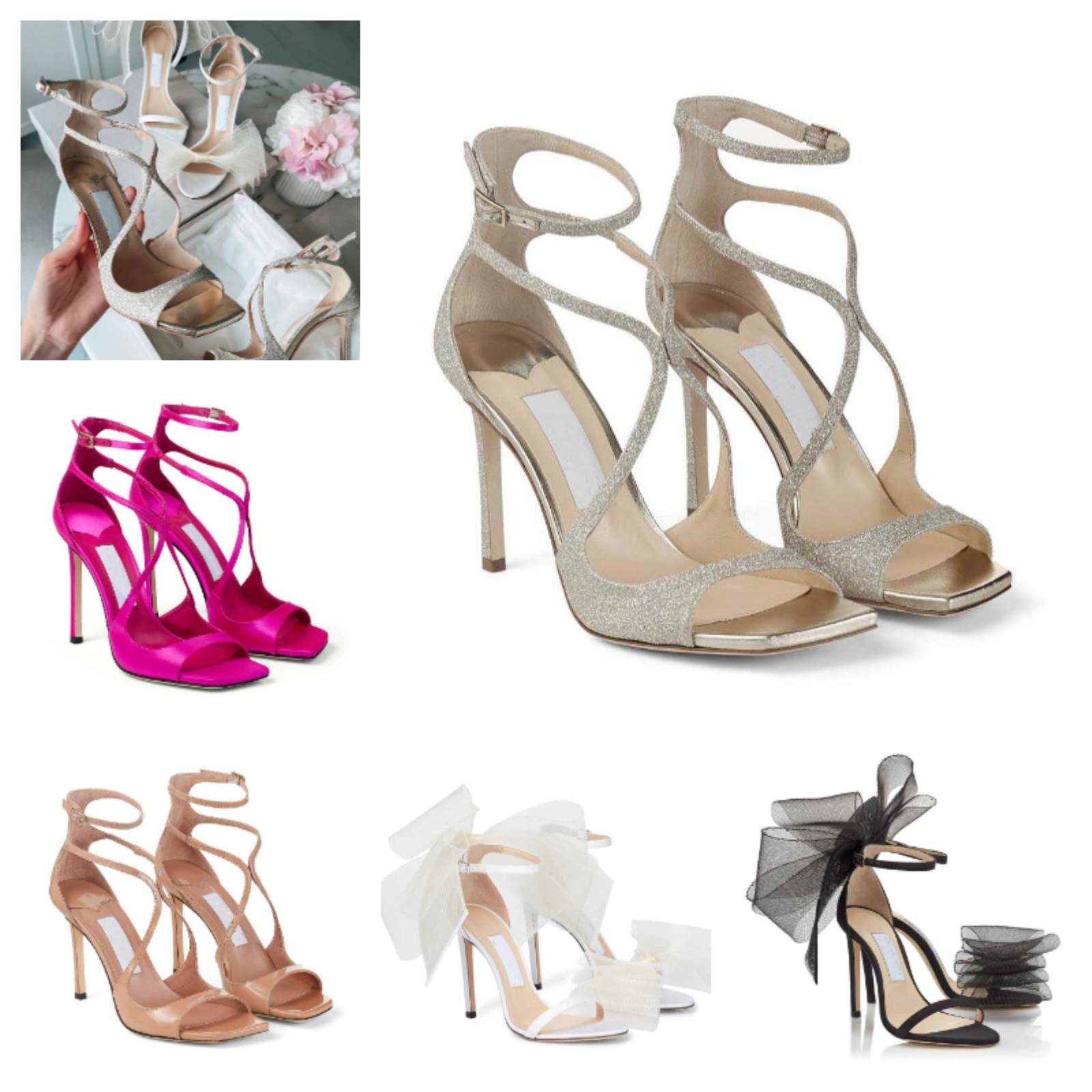 

Fashion Wedding Shoes -- Aveline Bow-embellished Sandals Shoes Azia Strappy Womens High Heels Exquisite Evening Lady Summer Pumps With Box.EU35-43