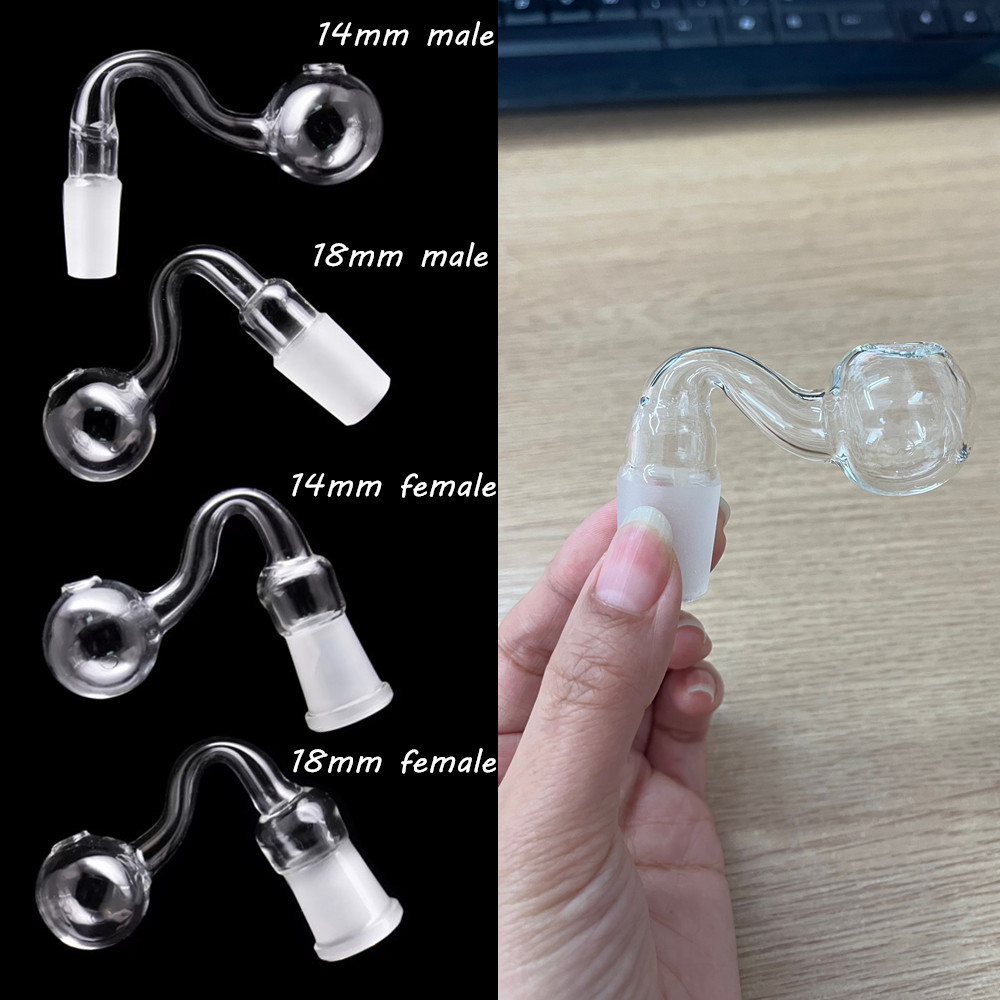 

10mm 14mm 18mm Male Female Glass Oil Burner Pipe for Bong Dab Rig Pyrex Thick Glass Pipes Burning Dry Herb Tobacco Water Hand Smoking Tube