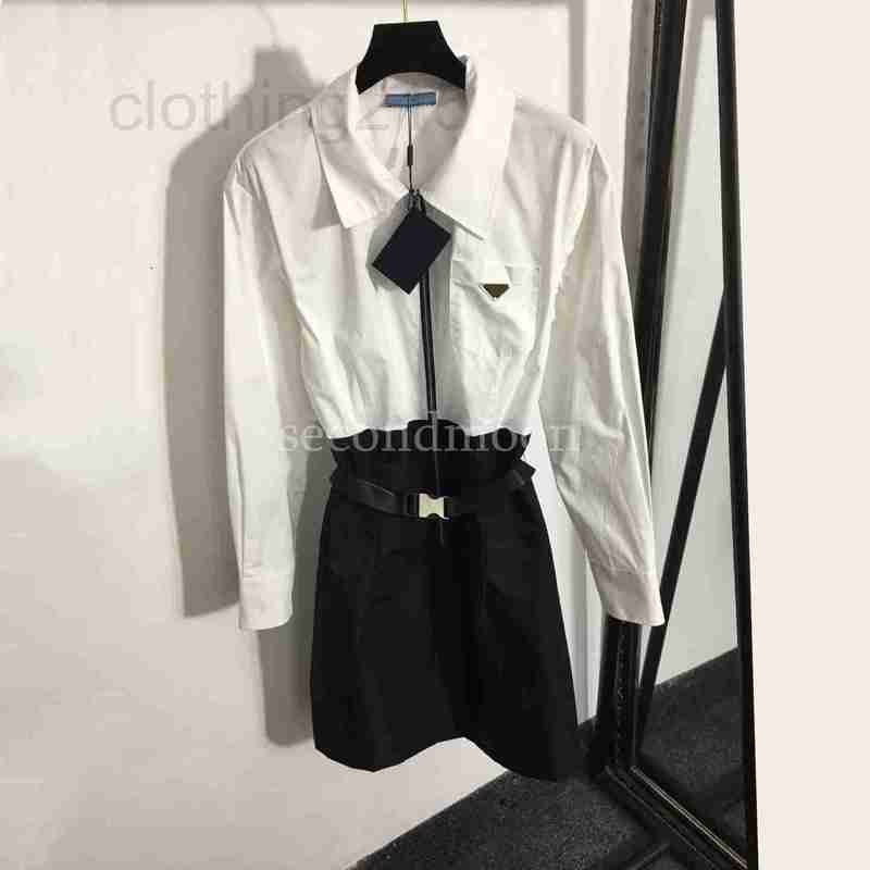 

Skirts&Skorts Designer Women Long Sleeve Dress Triangle Badge es Fashion Patchwork Casual Spring Summer Clothing GNVI, White