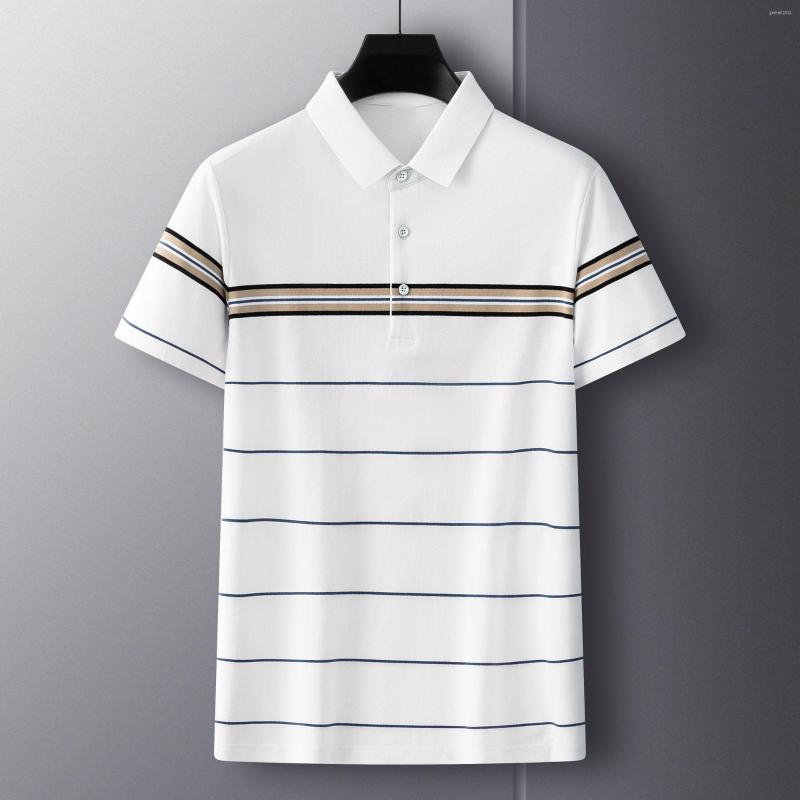 

Men's Polos End High Stripe Contrast Polo Men's 2023 Summer Lapel Short Sleeve Top Trend Loose T-shirt Casual Business, Blue