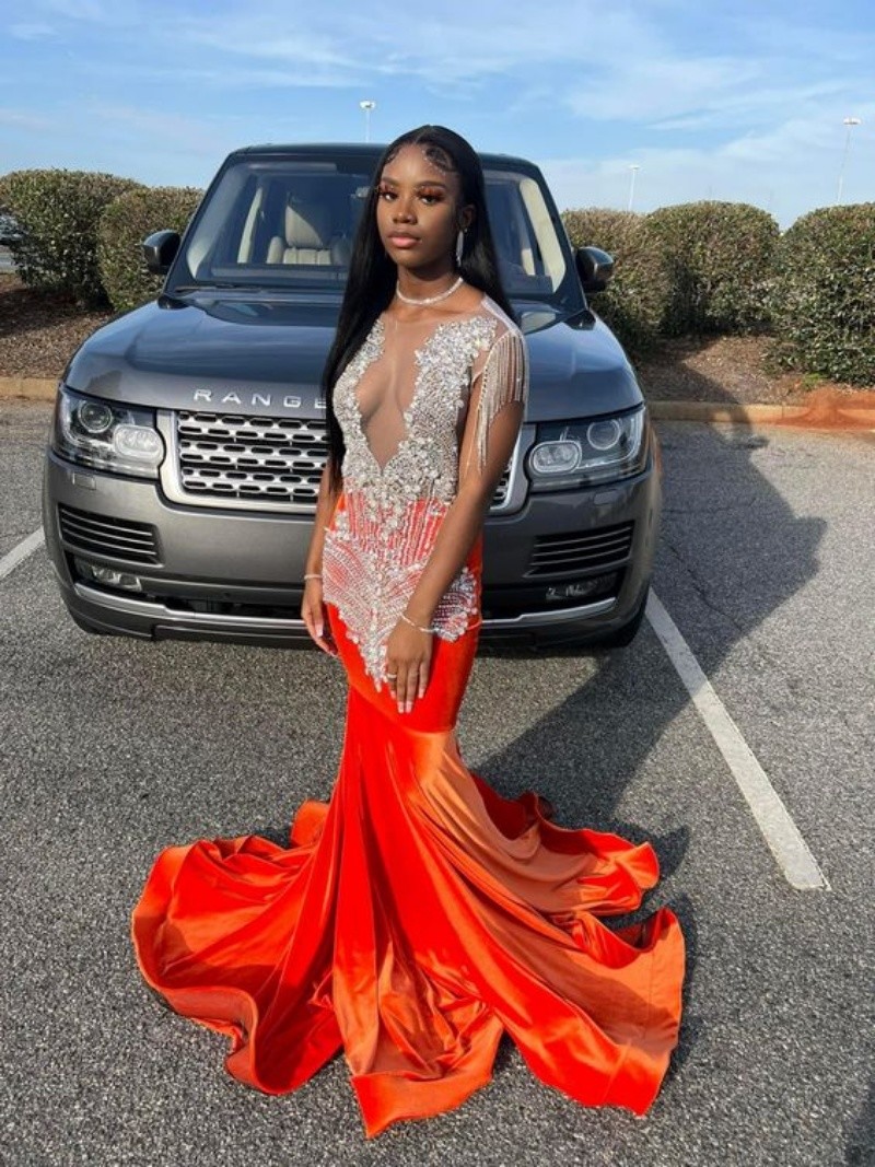 Burnt Orange Prom Dresses For Black Girls Luxury Cyrtsal Beaded Aso Ebi Mermaid Evening Dress South African Formal Velvet Dress Elegant Plus Size ve