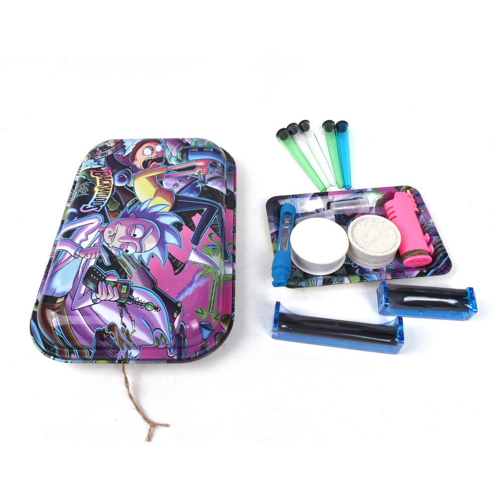 

Smoking Metal Rolling Tray with 16 accessories large capacity set Tobacco Tin Plate