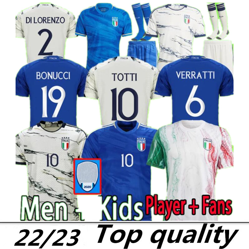 

2023 italy soccer jerseys Player version maglie da calcio TOTTI VERRATTI CHIESA Training suit Italia 23 24 football Shirts T LORENZO Men set kids kit uniform Per match