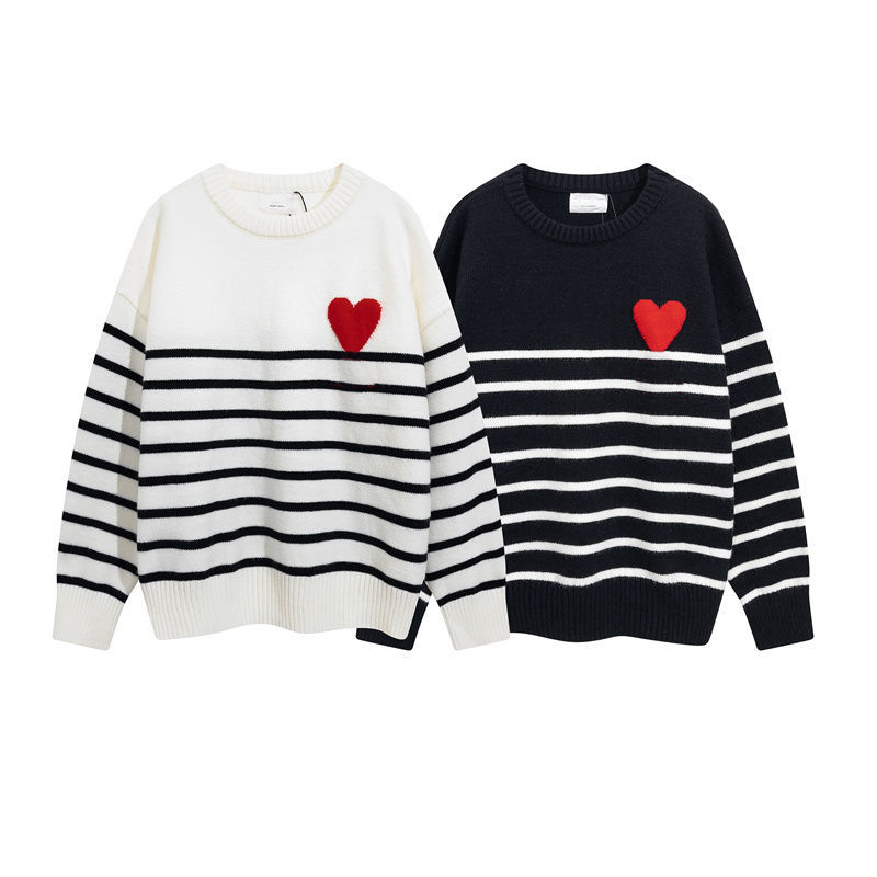 Designers sweater love heart A man woman lovers couple cardigan knit v round neck high collar womens fashion letter white black stripe long sleeve c