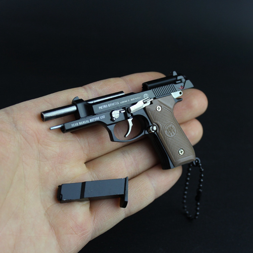 

BERETTA 92F Metal Pistol Gun Miniature Model Toys 1:3 Removable Hand Stress Relief Fidget Keychain Gun Toy Gift With Clear Holster 1642